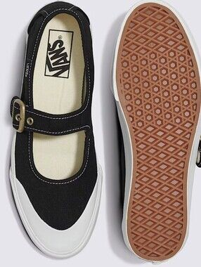 Vans Black Mary Jane Canvas Flats with Gum Outsole
